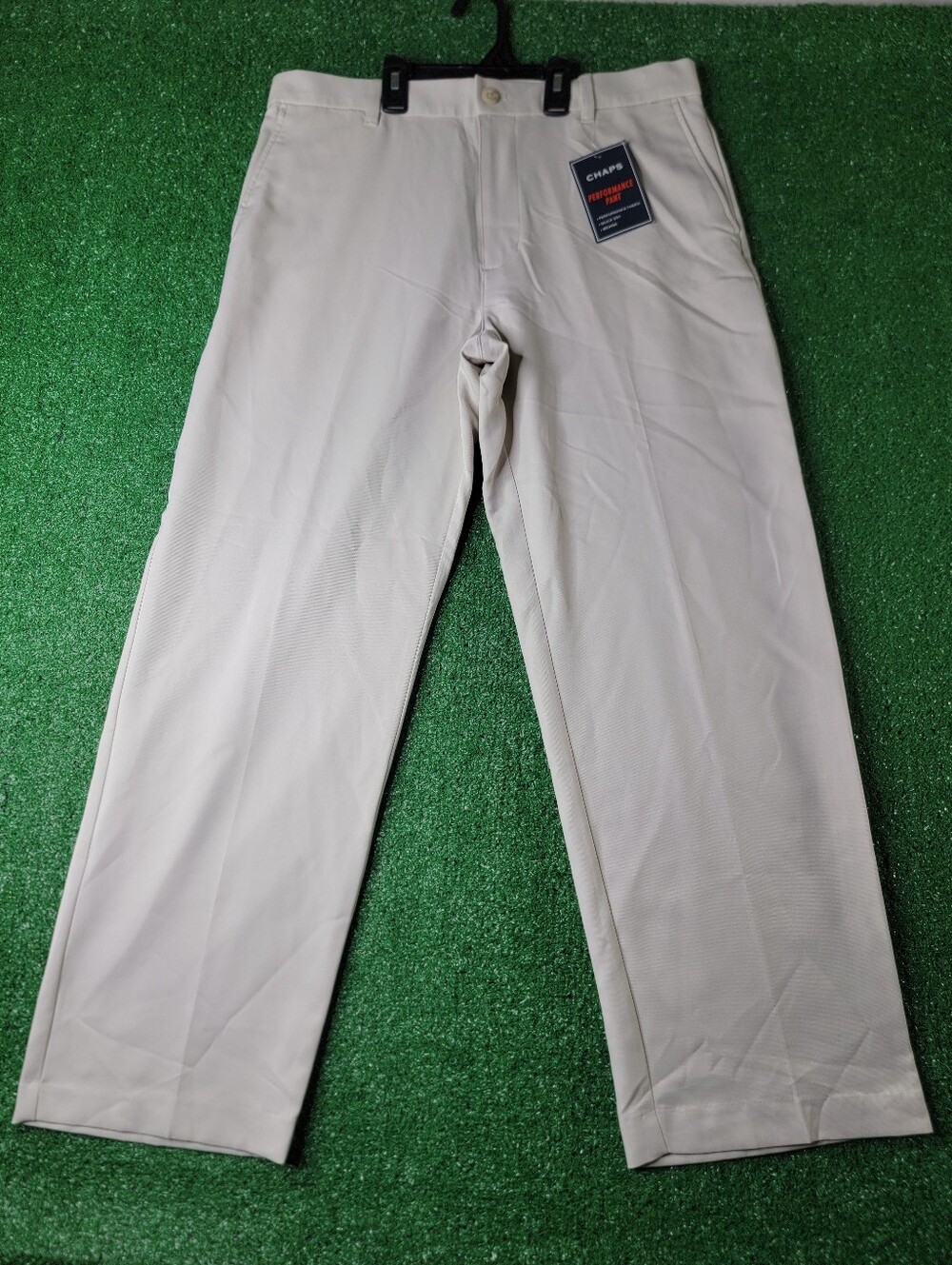 Chaps Performance Men's Pants Size 34x30 Beige Tan Button Zip Pockets Golf New